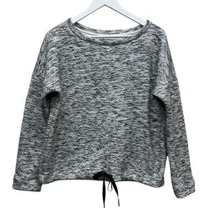 GAP Gray Black Speckled Women's Sweatshirt Drawstring Sz S Gap Fit top shirt